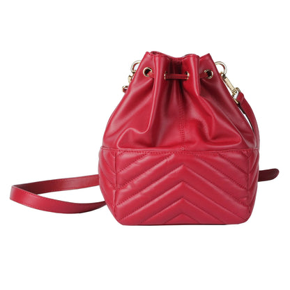 Soft Lambskin Bucket Bag – Striped Embroidery Design MiamiLeathers.com