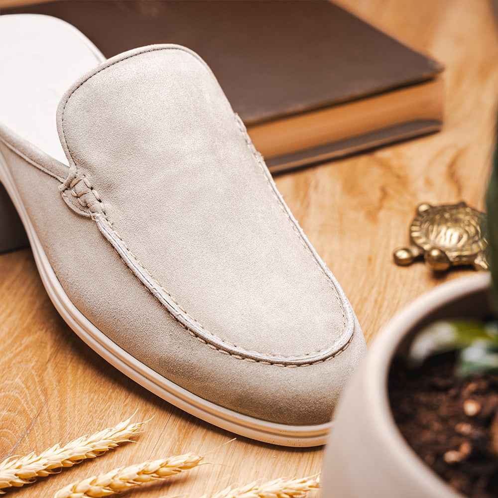 06-112-GRY SORO Sueded Italian Goatskin Mule Grey Zelli Italia