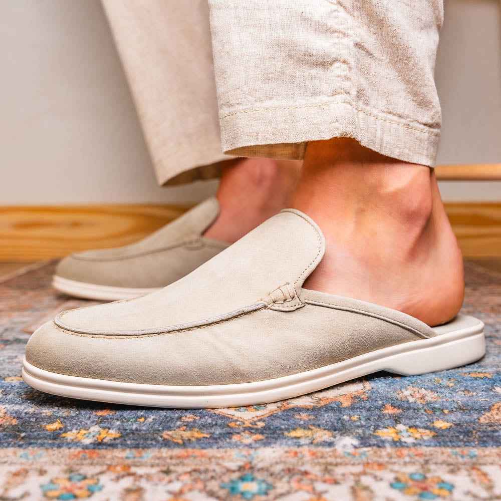 06-112-GRY SORO Sueded Italian Goatskin Mule Grey Zelli Italia