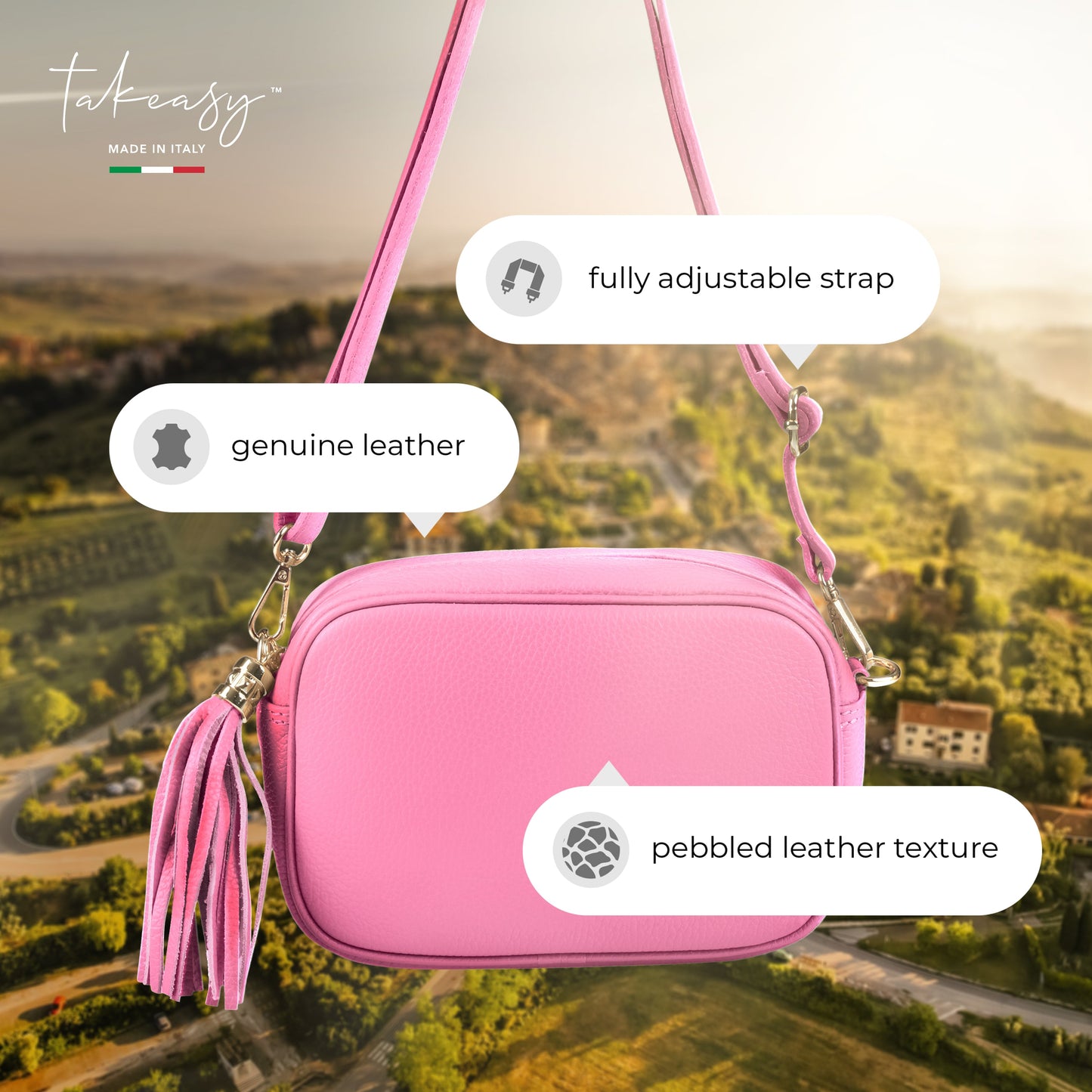 Italian Genuine Calf Leather Crossbody Bag 231302 TAKEASY