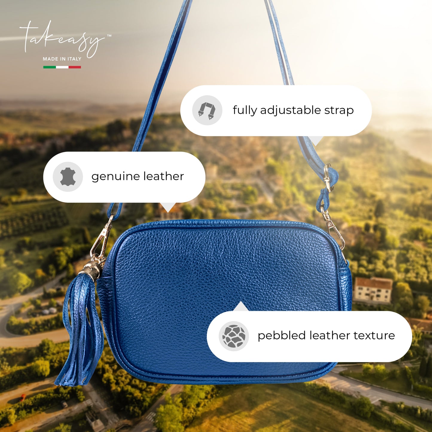 Italian Genuine Calf Leather Crossbody Bag 231302 TAKEASY