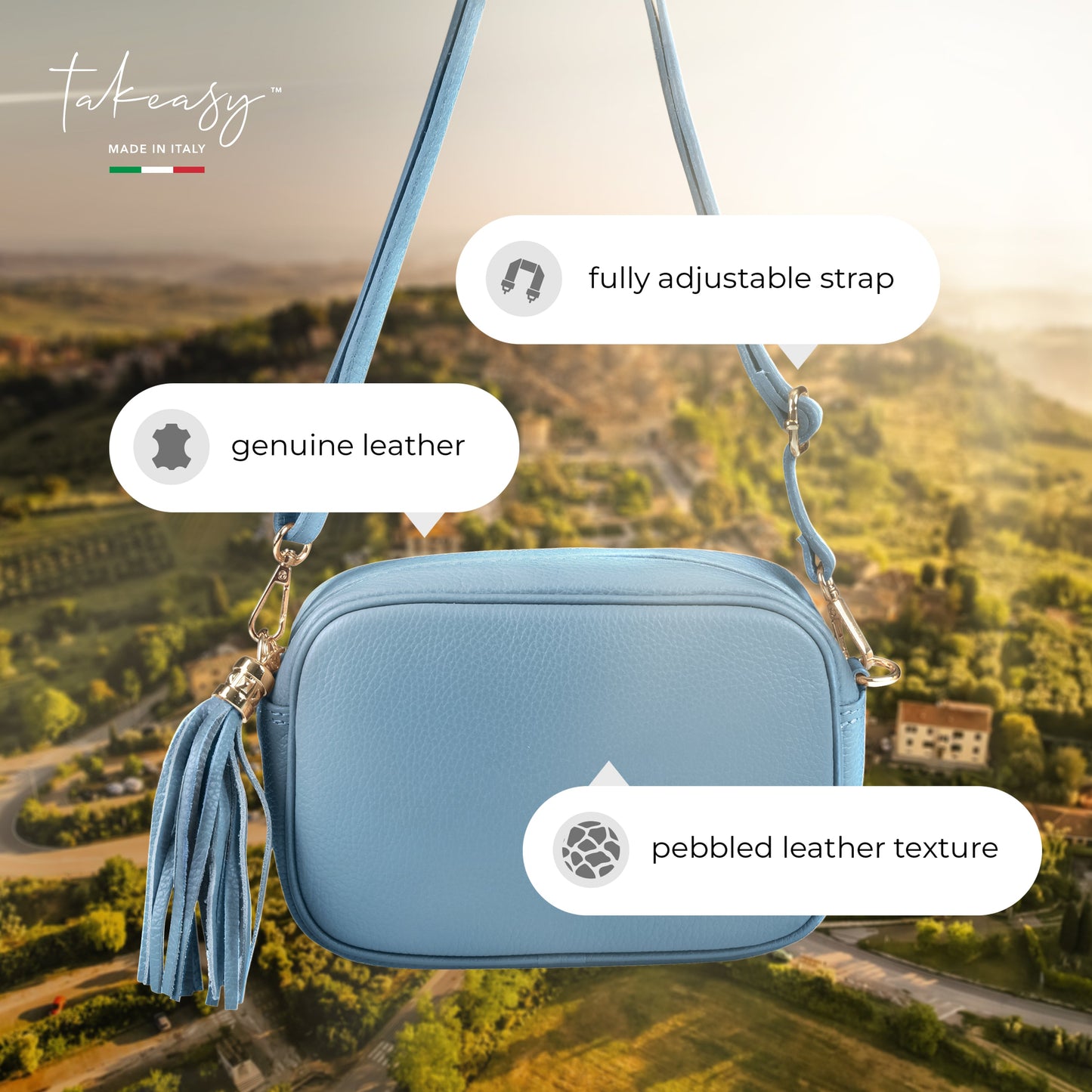 Italian Genuine Calf Leather Crossbody Bag 231302 TAKEASY