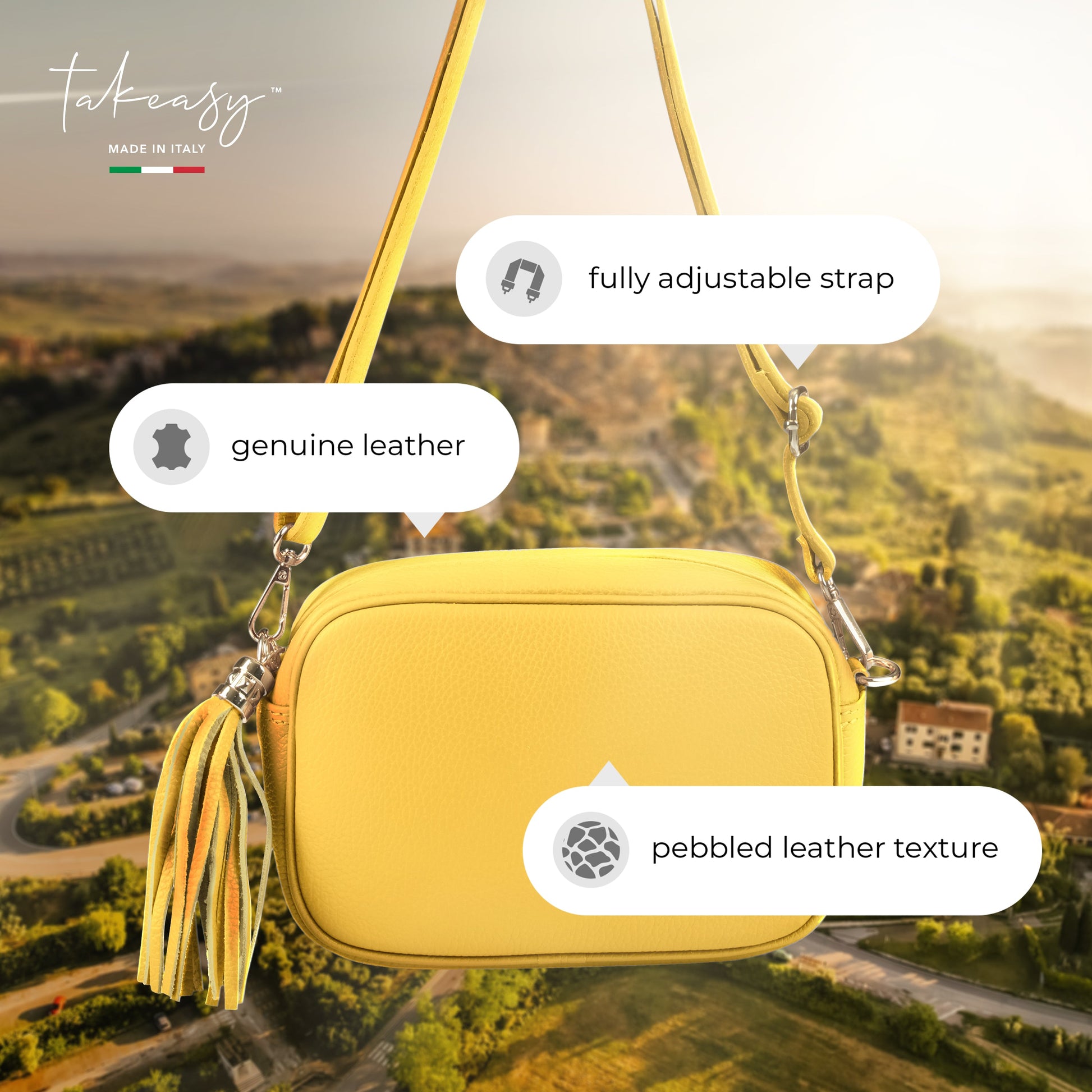 Italian Genuine Calf Leather Crossbody Bag 231302 TAKEASY