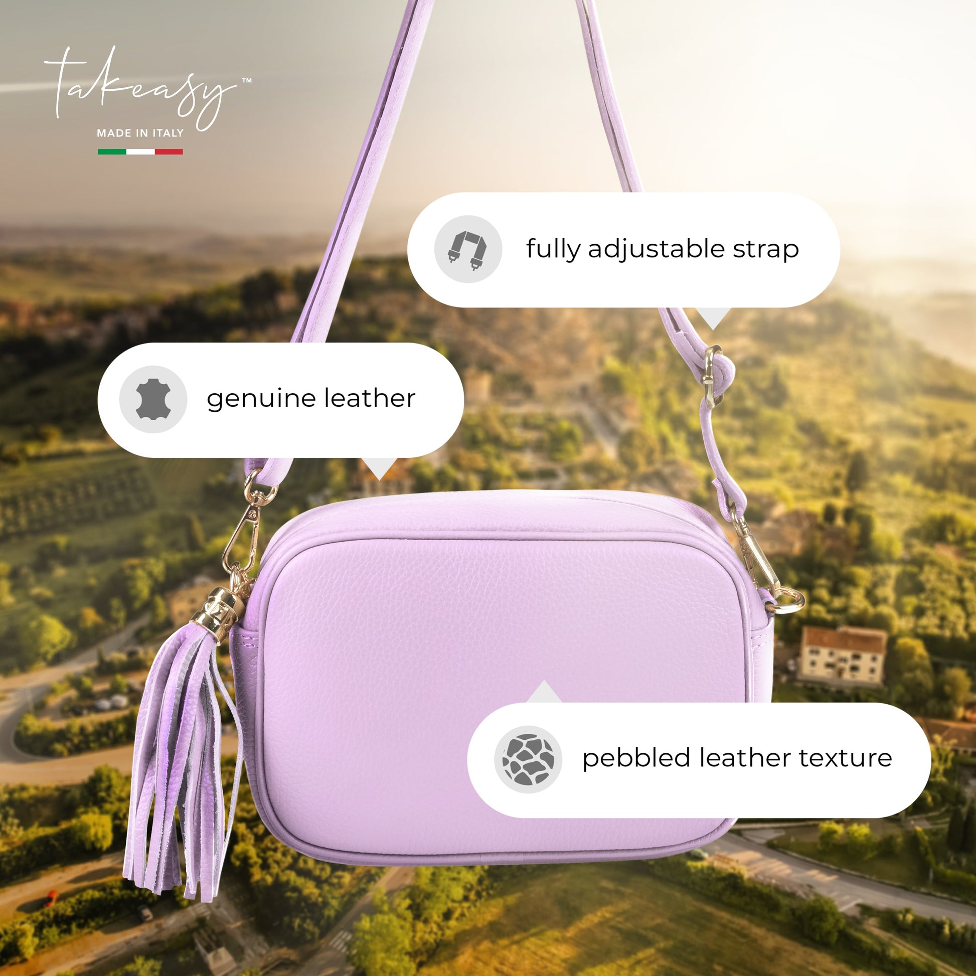 Italian Genuine Calf Leather Crossbody Bag 231302 TAKEASY
