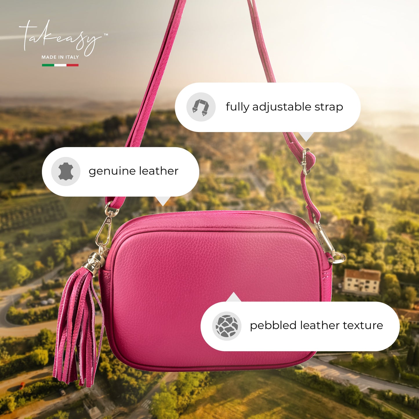 Italian Genuine Calf Leather Crossbody Bag 231302 TAKEASY