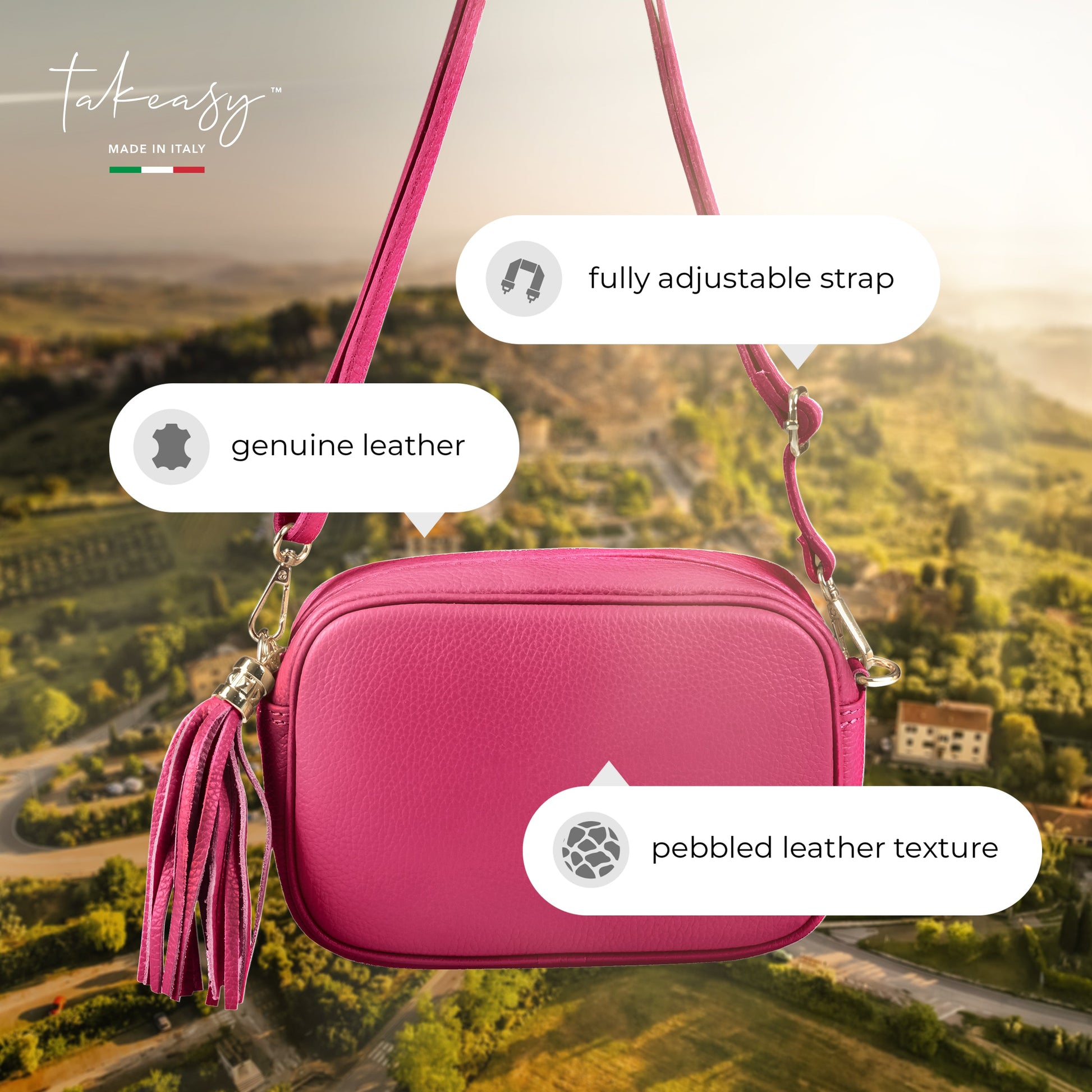 Italian Genuine Calf Leather Crossbody Bag 231302 TAKEASY