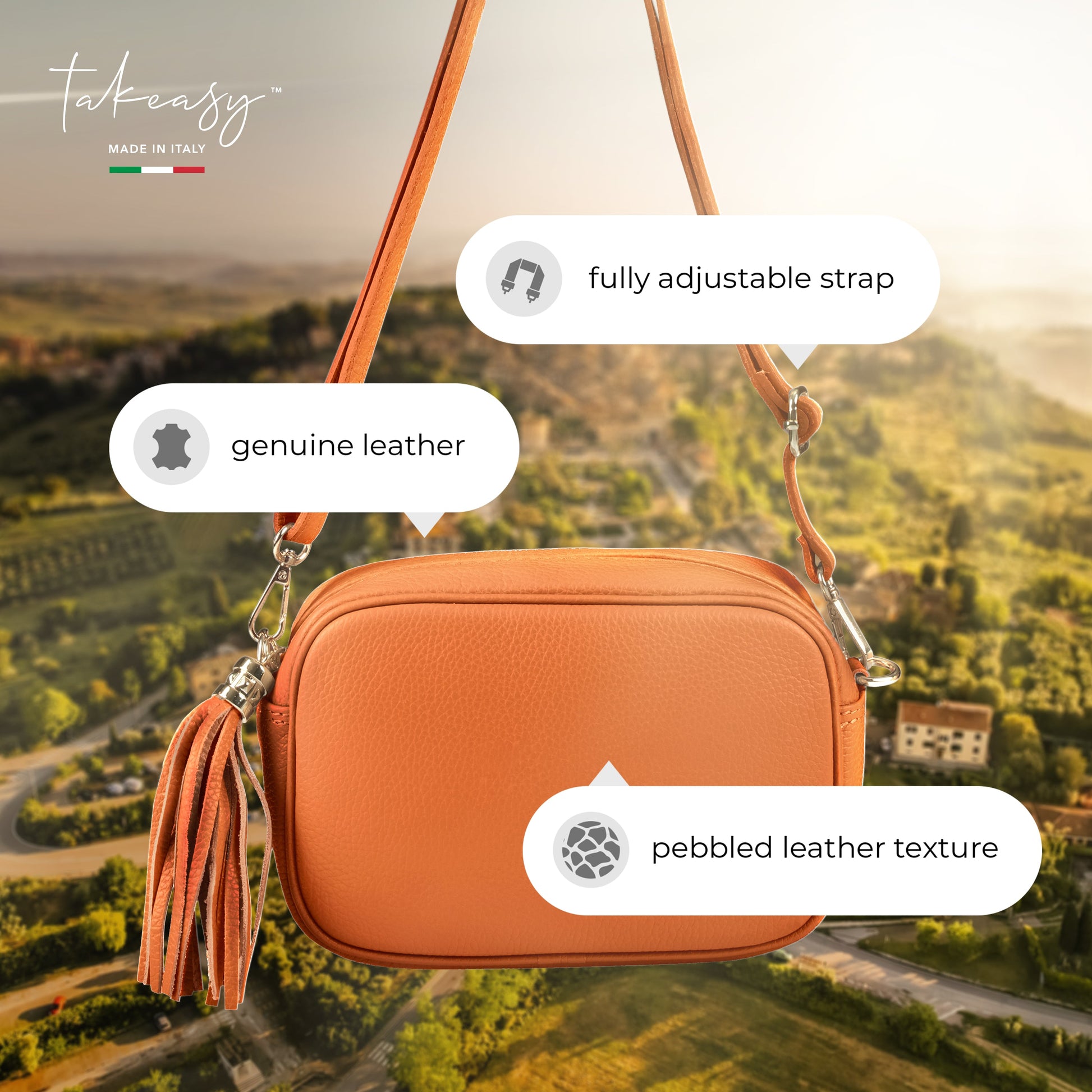 Italian Genuine Calf Leather Crossbody Bag 231302 TAKEASY