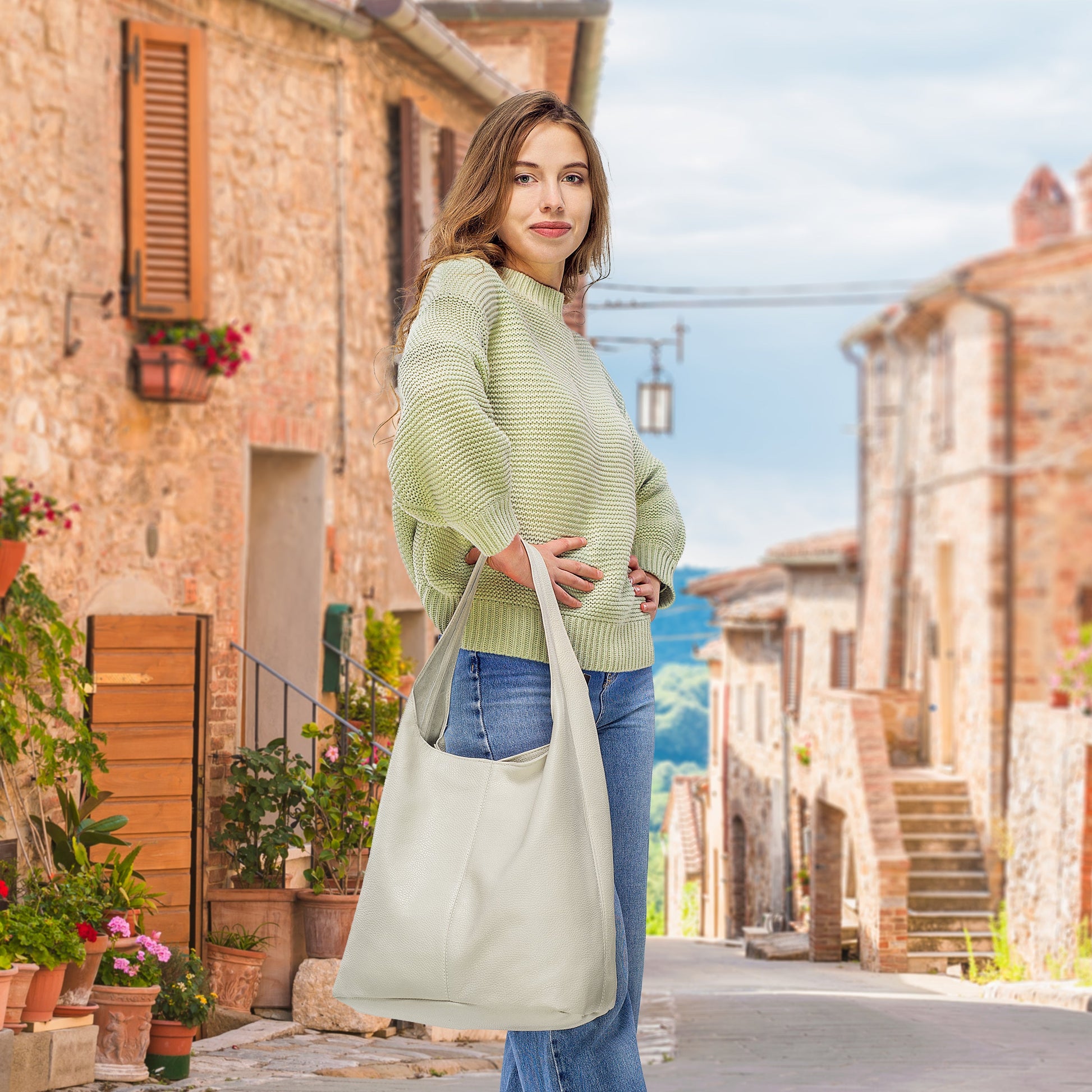 Italian Genuine Calf Leather Hobo Bag 011943 TAKEASY