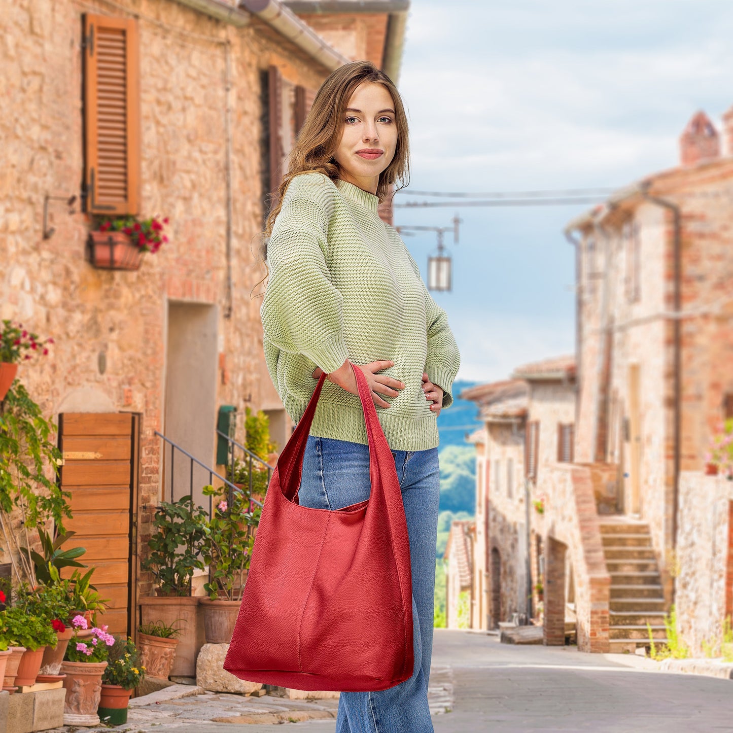 Italian Genuine Calf Leather Hobo Bag 011943 TAKEASY