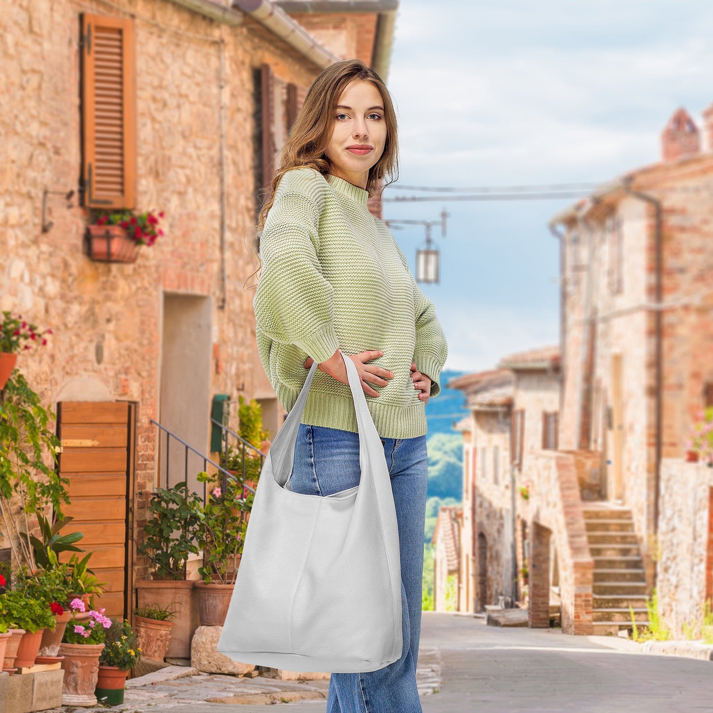 Italian Genuine Calf Leather Hobo Bag 011943 TAKEASY
