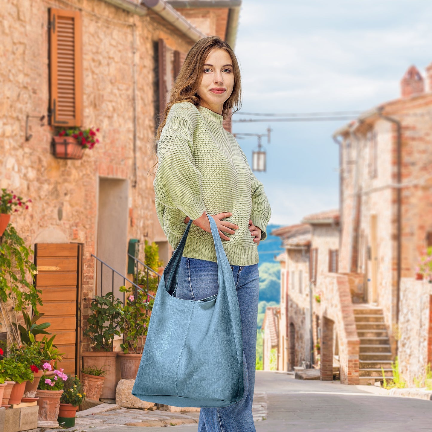 Italian Genuine Calf Leather Hobo Bag 011943 TAKEASY