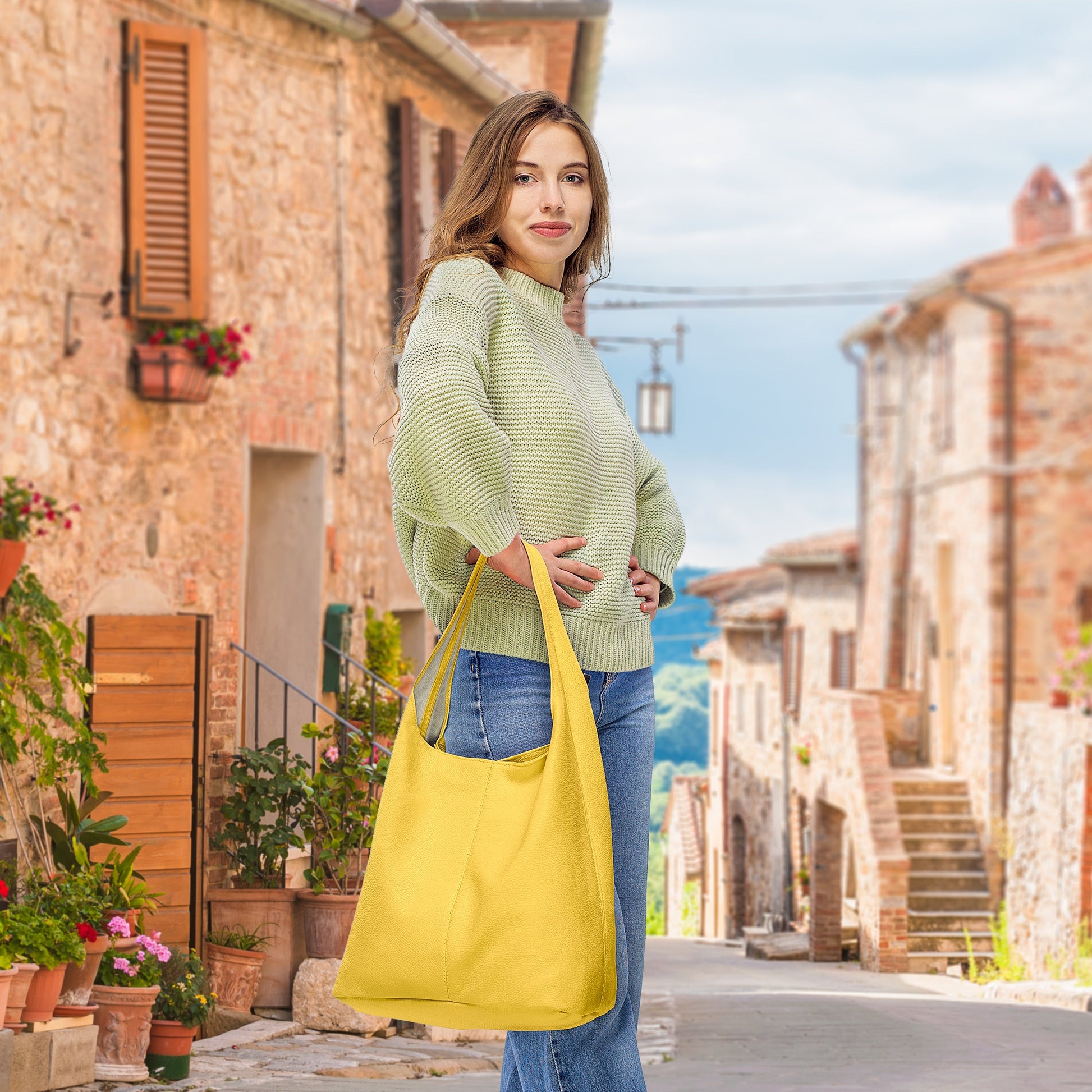 Italian Genuine Calf Leather Hobo Bag 011943 TAKEASY