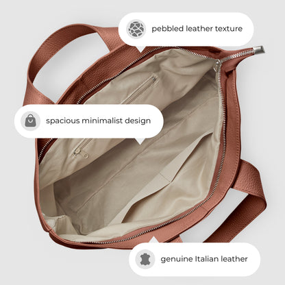 Italian Genuine Calf Leather Tote Bag 122500 TAKEASY