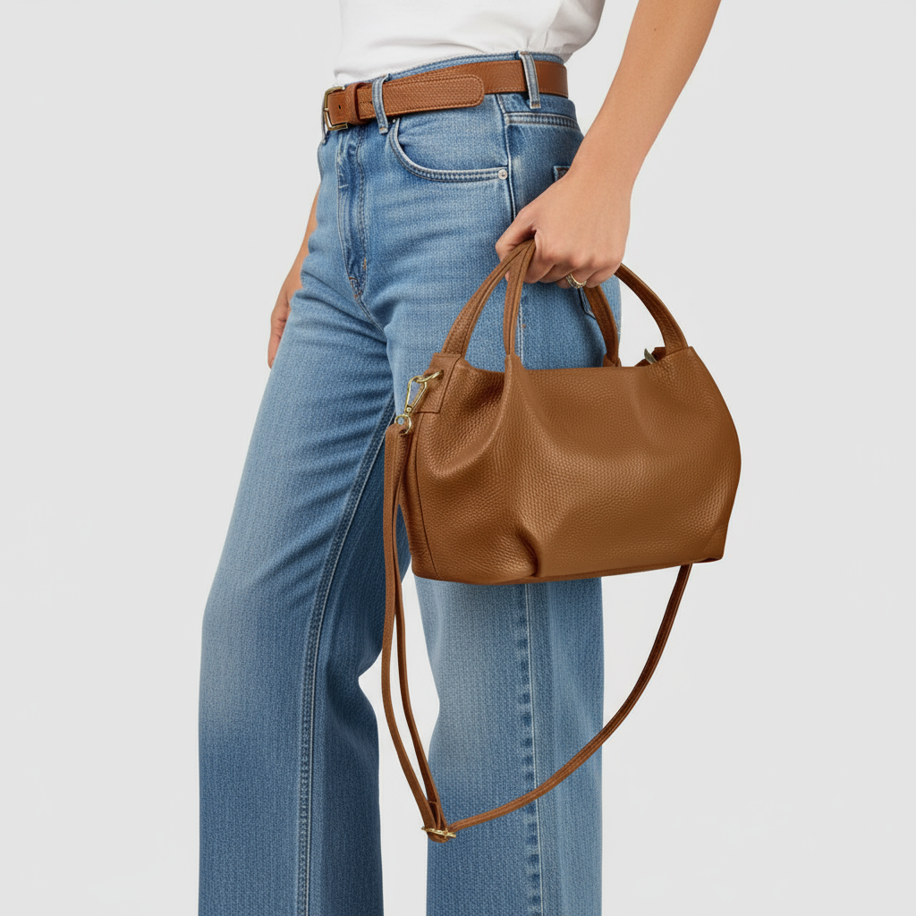Italian Genuine Calf Leather Top-Handle Bag 322055 TAKEASY