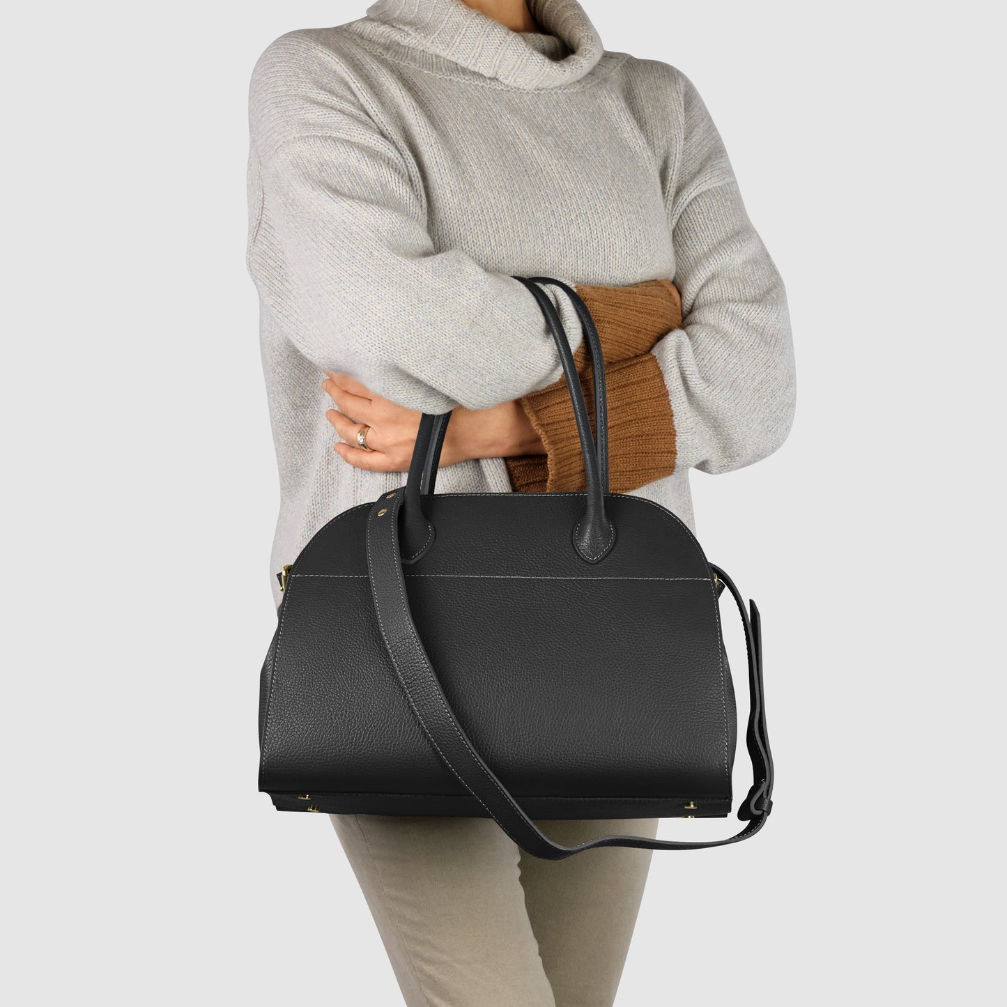 Italian Genuine Calf Leather Top-Handle Bag 413912 TAKEASY