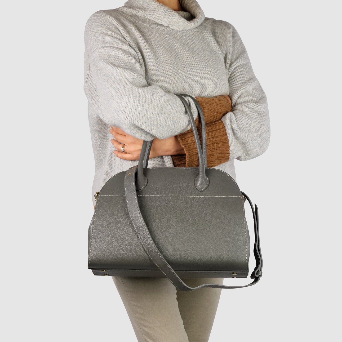 Italian Genuine Calf Leather Top-Handle Bag 413912 TAKEASY