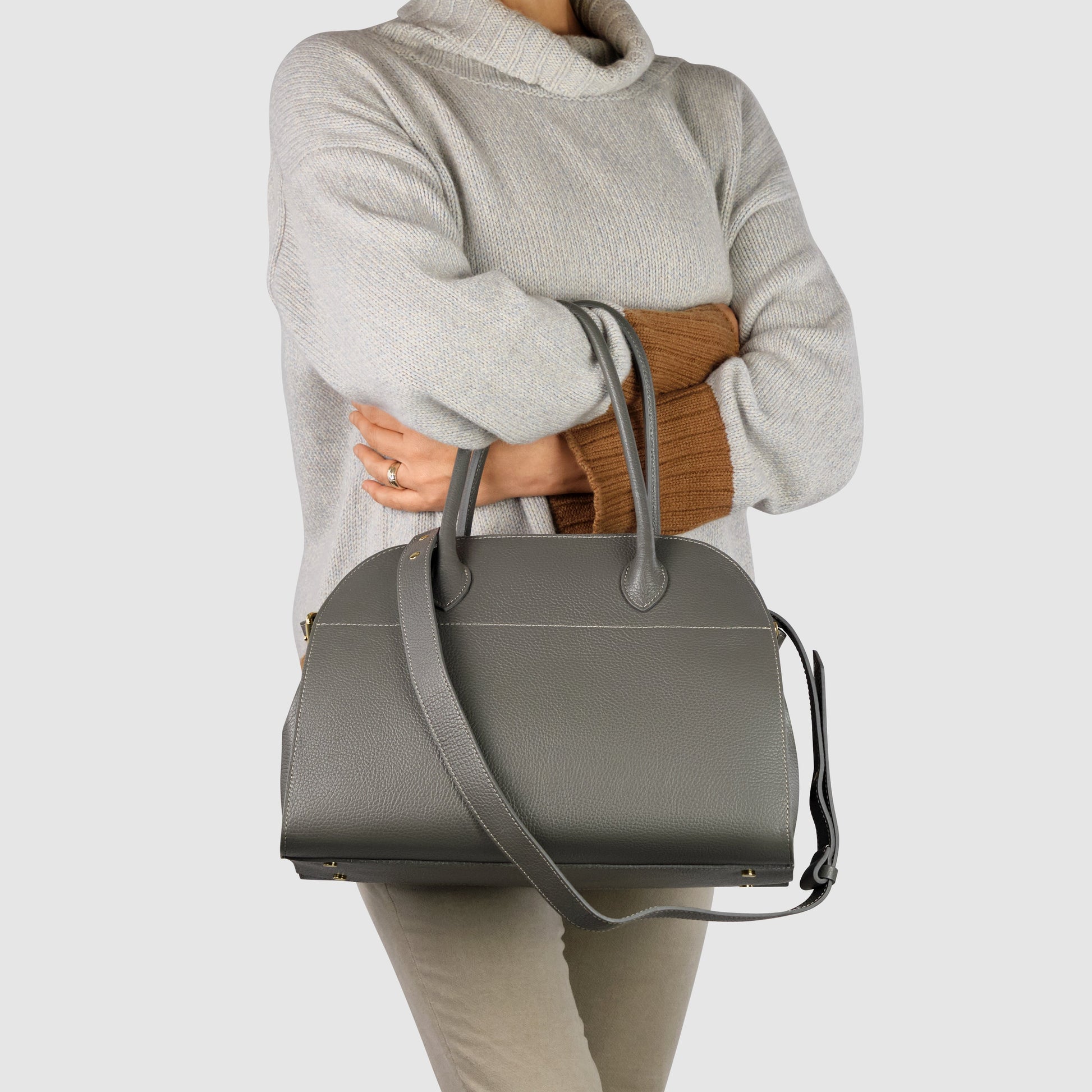Italian Genuine Calf Leather Top-Handle Bag 413912 TAKEASY