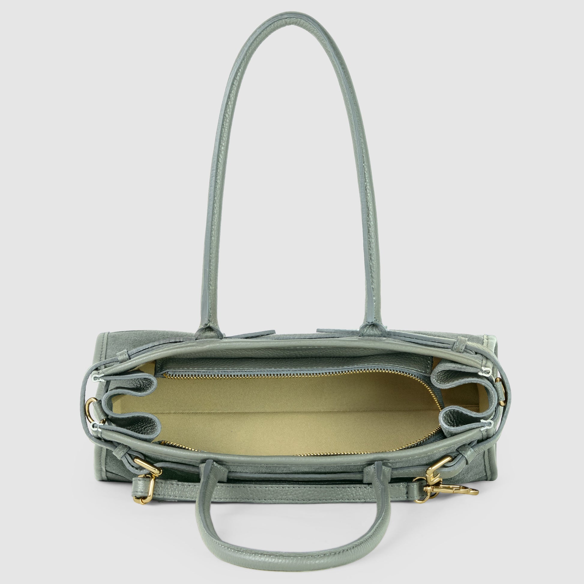 Italian Genuine Suede & Calf Leather Top-Handle Bag 282615 TAKEASY