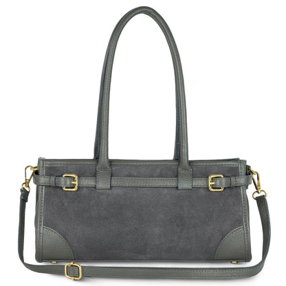 Italian Genuine Suede & Calf Leather Top-Handle Bag 282615 TAKEASY