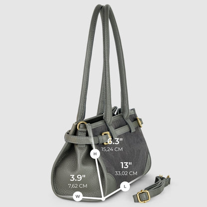 Italian Genuine Suede & Calf Leather Top-Handle Bag 282615 TAKEASY