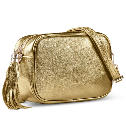 Italian Genuine Metallic Suede Crossbody Bag 231302 TAKEASY