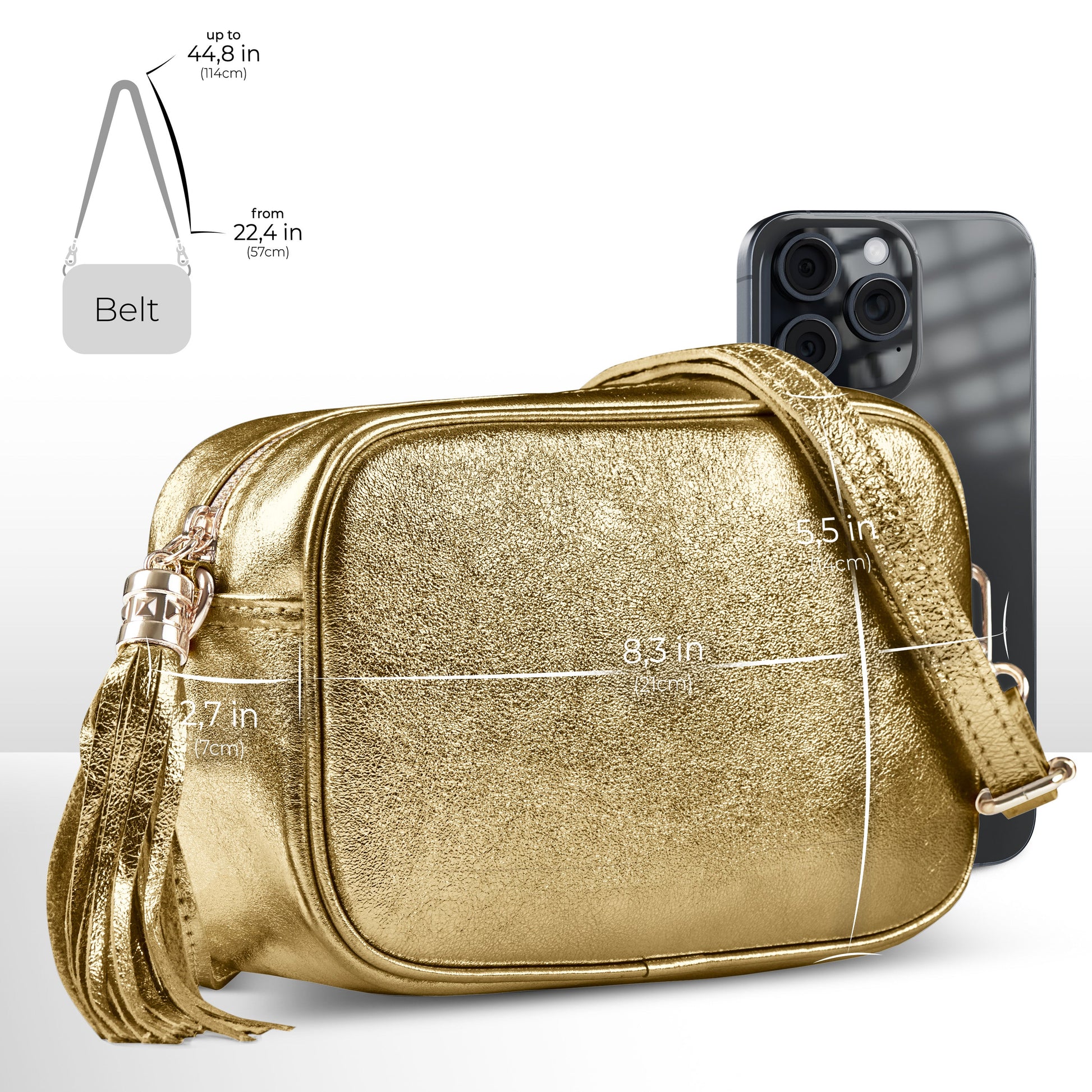 Italian Genuine Metallic Suede Crossbody Bag 231302 TAKEASY
