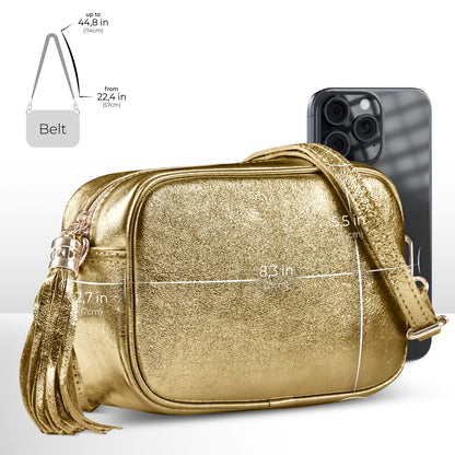 Italian Genuine Metallic Suede Crossbody Bag 231302 TAKEASY