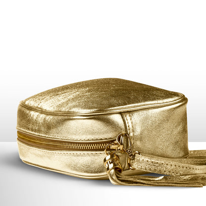 Italian Genuine Metallic Suede Crossbody Bag 231302 TAKEASY