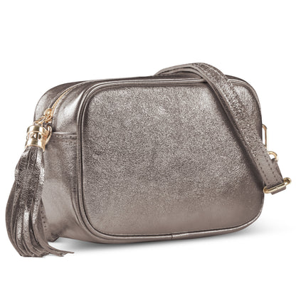Italian Genuine Metallic Suede Crossbody Bag 231302 TAKEASY