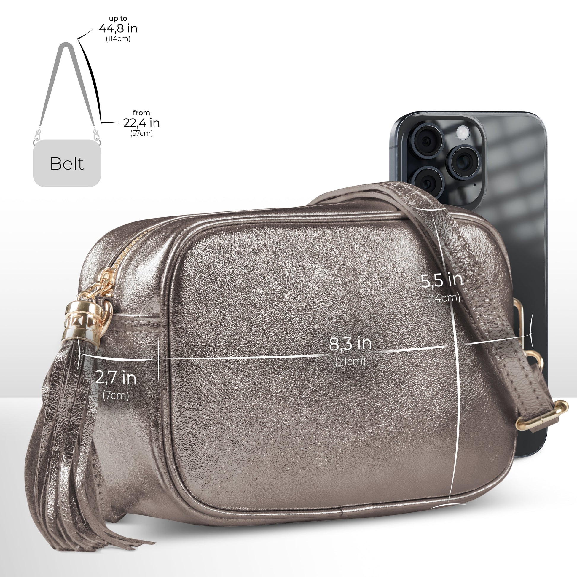 Italian Genuine Metallic Suede Crossbody Bag 231302 TAKEASY