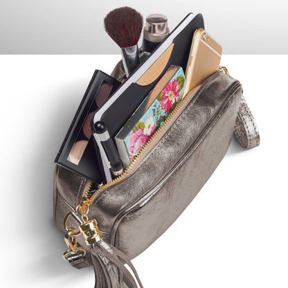 Italian Genuine Metallic Suede Crossbody Bag 231302 TAKEASY