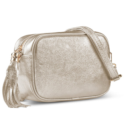 Italian Genuine Metallic Suede Crossbody Bag 231302 TAKEASY