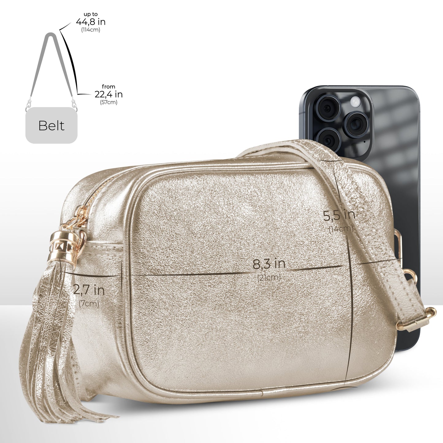 Italian Genuine Metallic Suede Crossbody Bag 231302 TAKEASY
