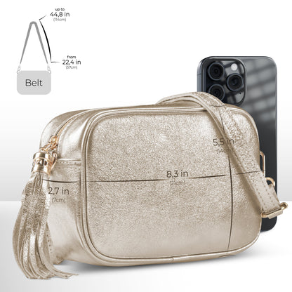 Italian Genuine Metallic Suede Crossbody Bag 231302 TAKEASY