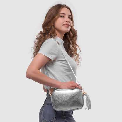 Italian Genuine Metallic Suede Crossbody Bag 231302 TAKEASY