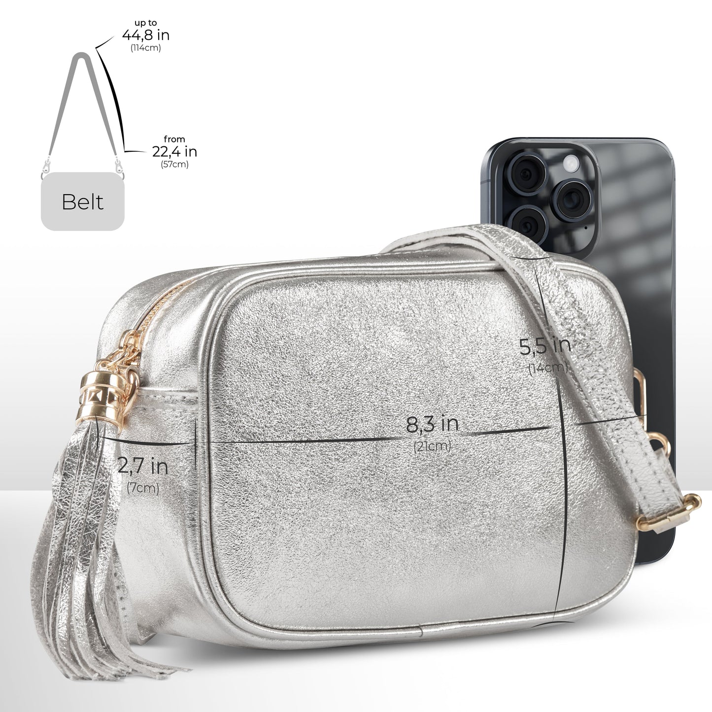 Italian Genuine Metallic Suede Crossbody Bag 231302 TAKEASY