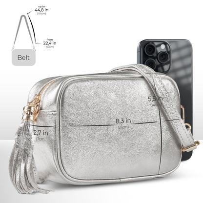 Italian Genuine Metallic Suede Crossbody Bag 231302 TAKEASY