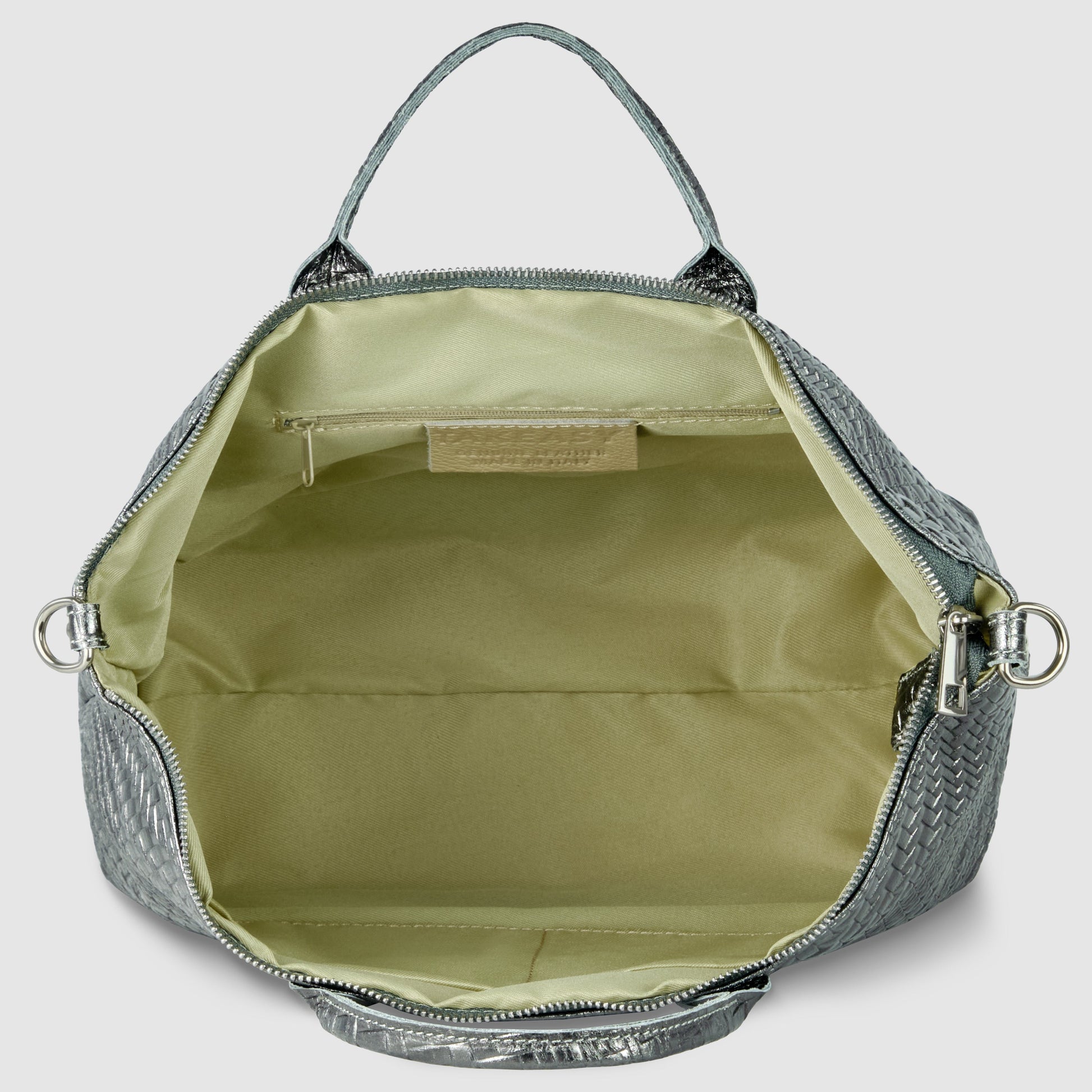 Italian Genuine Grid Metallic Suede Top-Handle Bag 112334 TAKEASY
