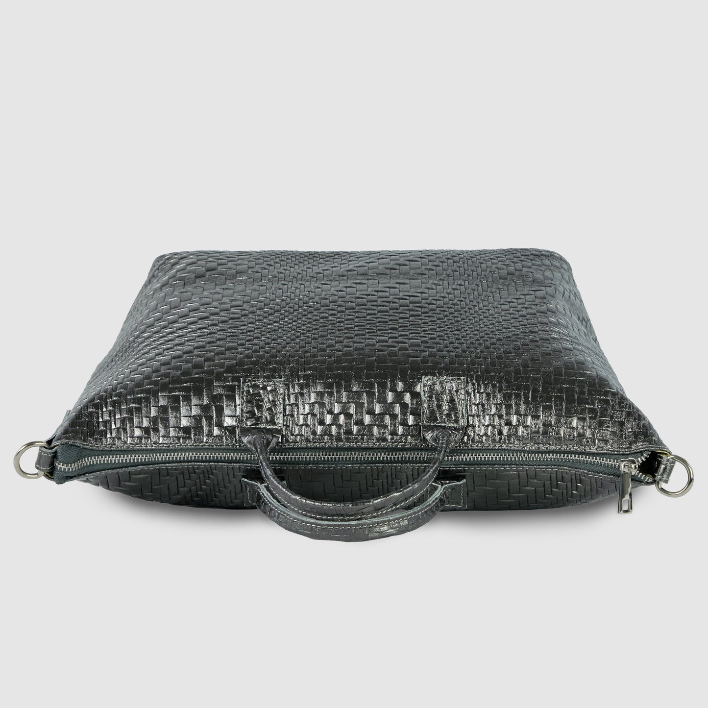 Italian Genuine Grid Metallic Suede Top-Handle Bag 112334 TAKEASY