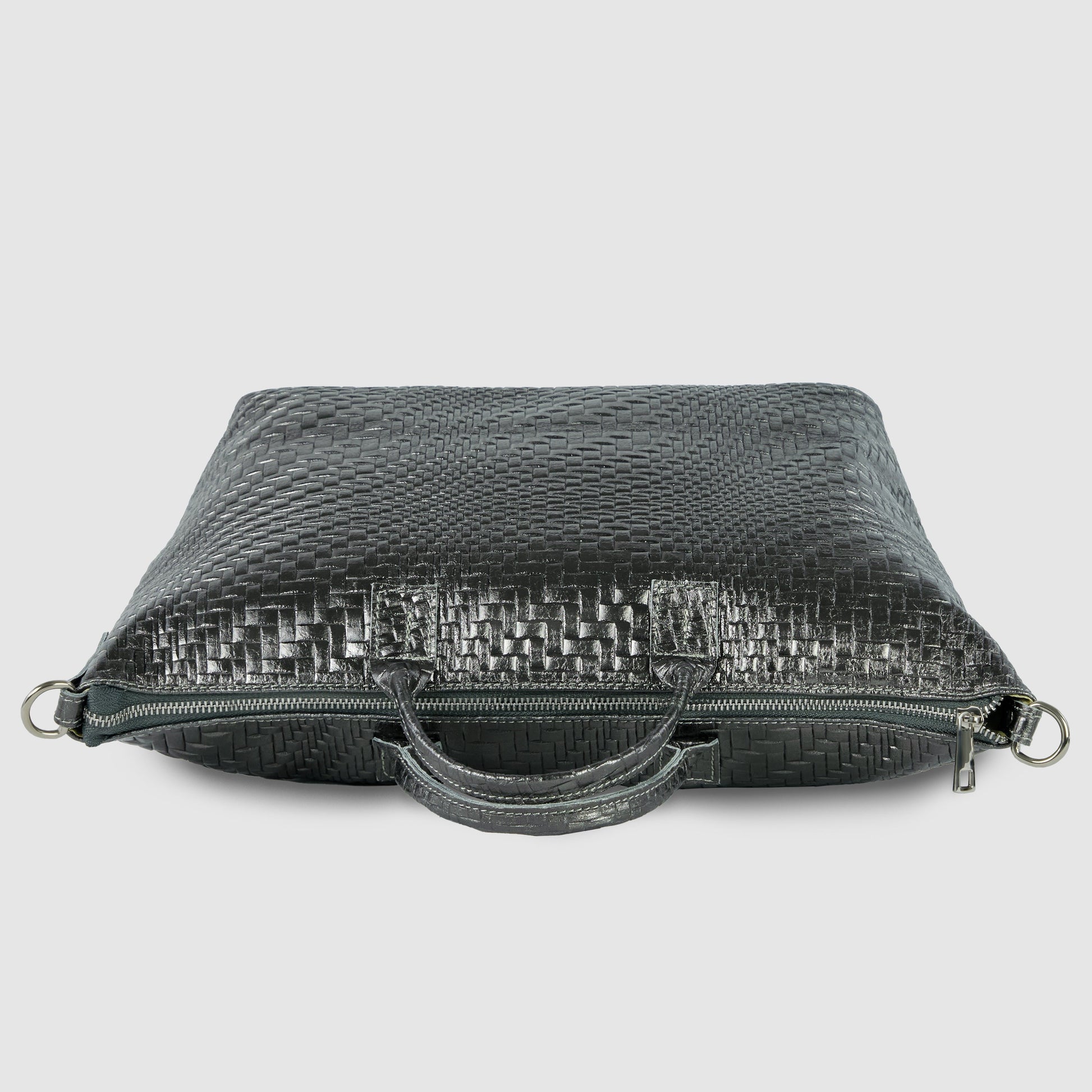 Italian Genuine Grid Metallic Suede Top-Handle Bag 112334 TAKEASY