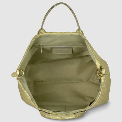 Italian Genuine Grid Metallic Suede Top-Handle Bag 112334 TAKEASY