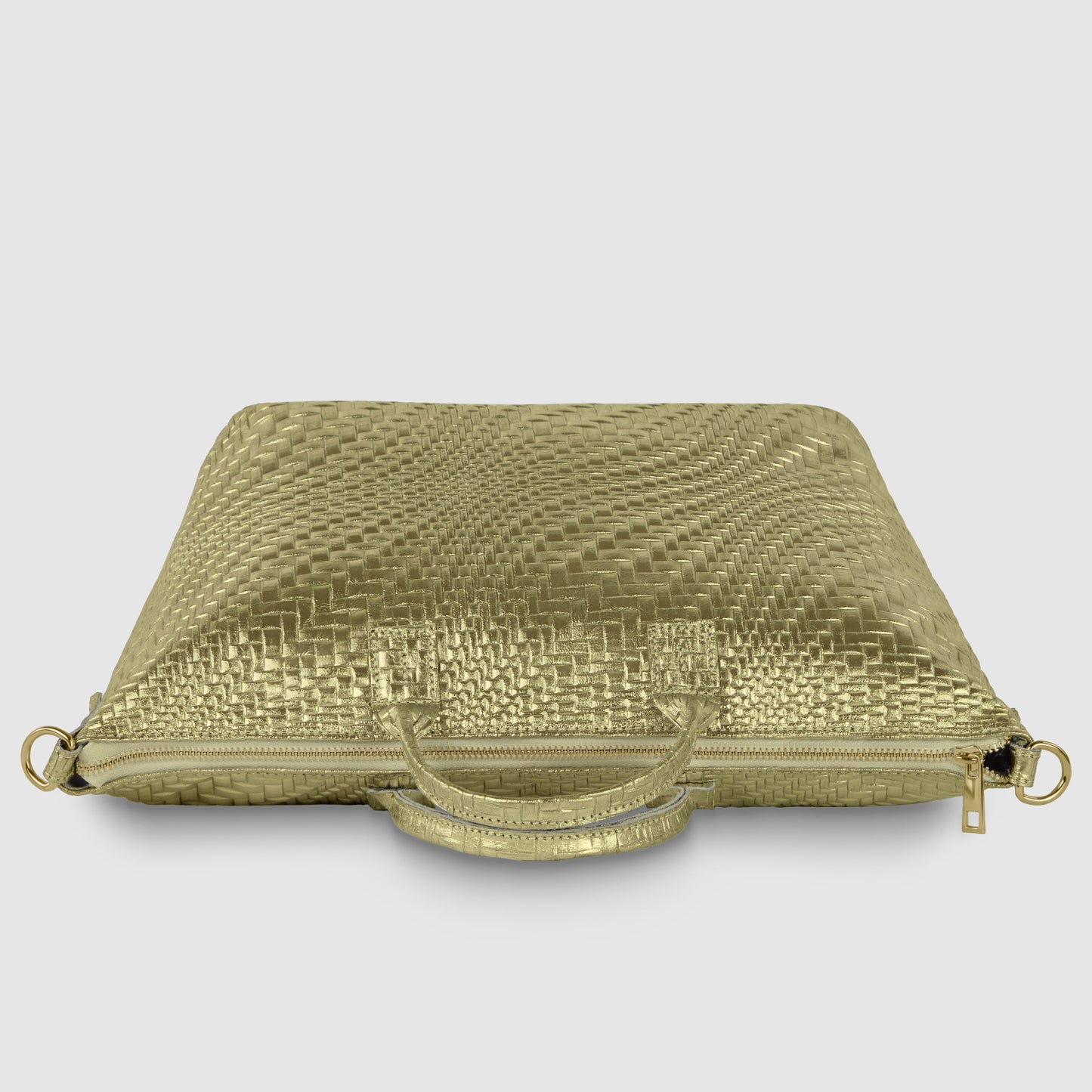 Italian Genuine Grid Metallic Suede Top-Handle Bag 112334 TAKEASY