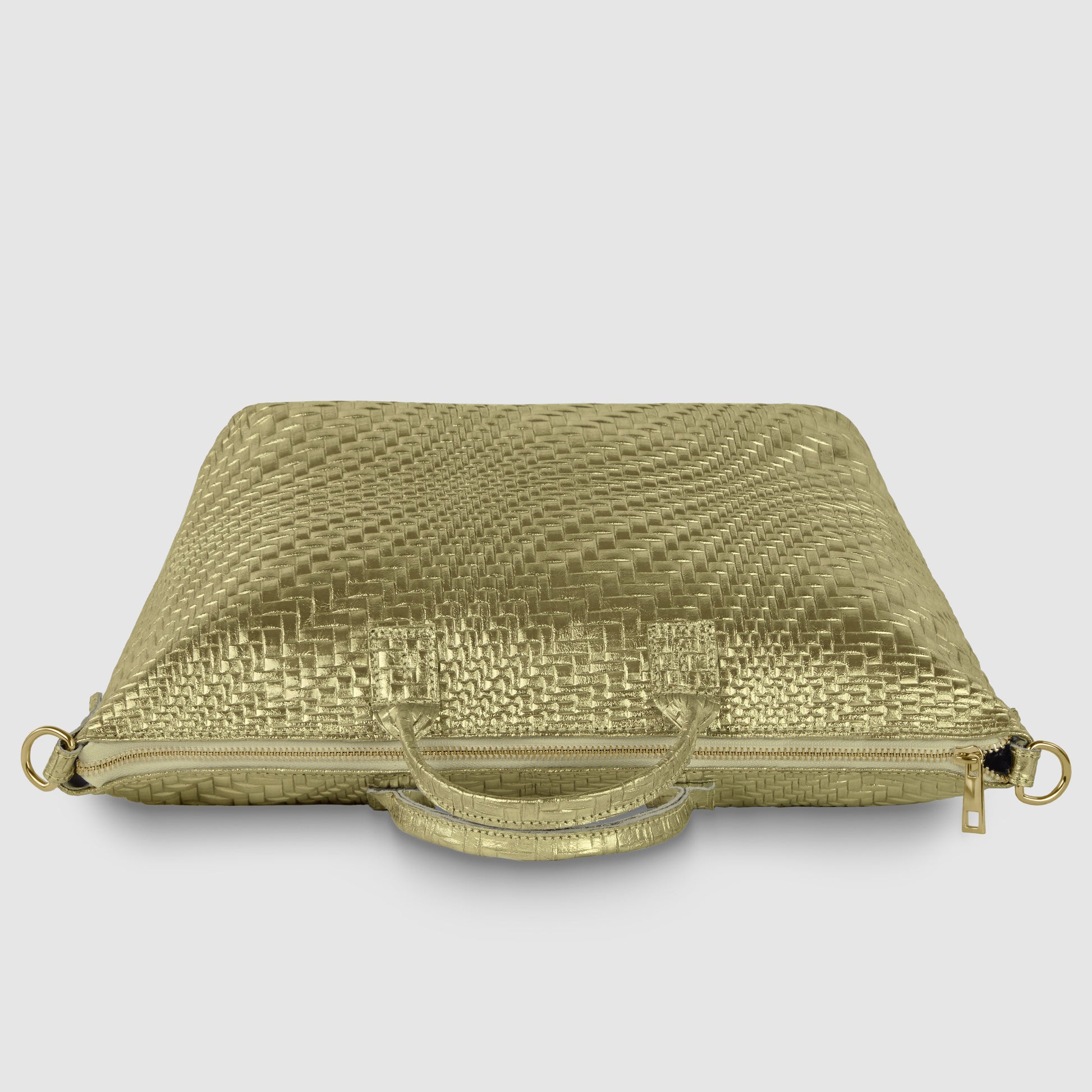 Italian Genuine Grid Metallic Suede Top-Handle Bag 112334 TAKEASY