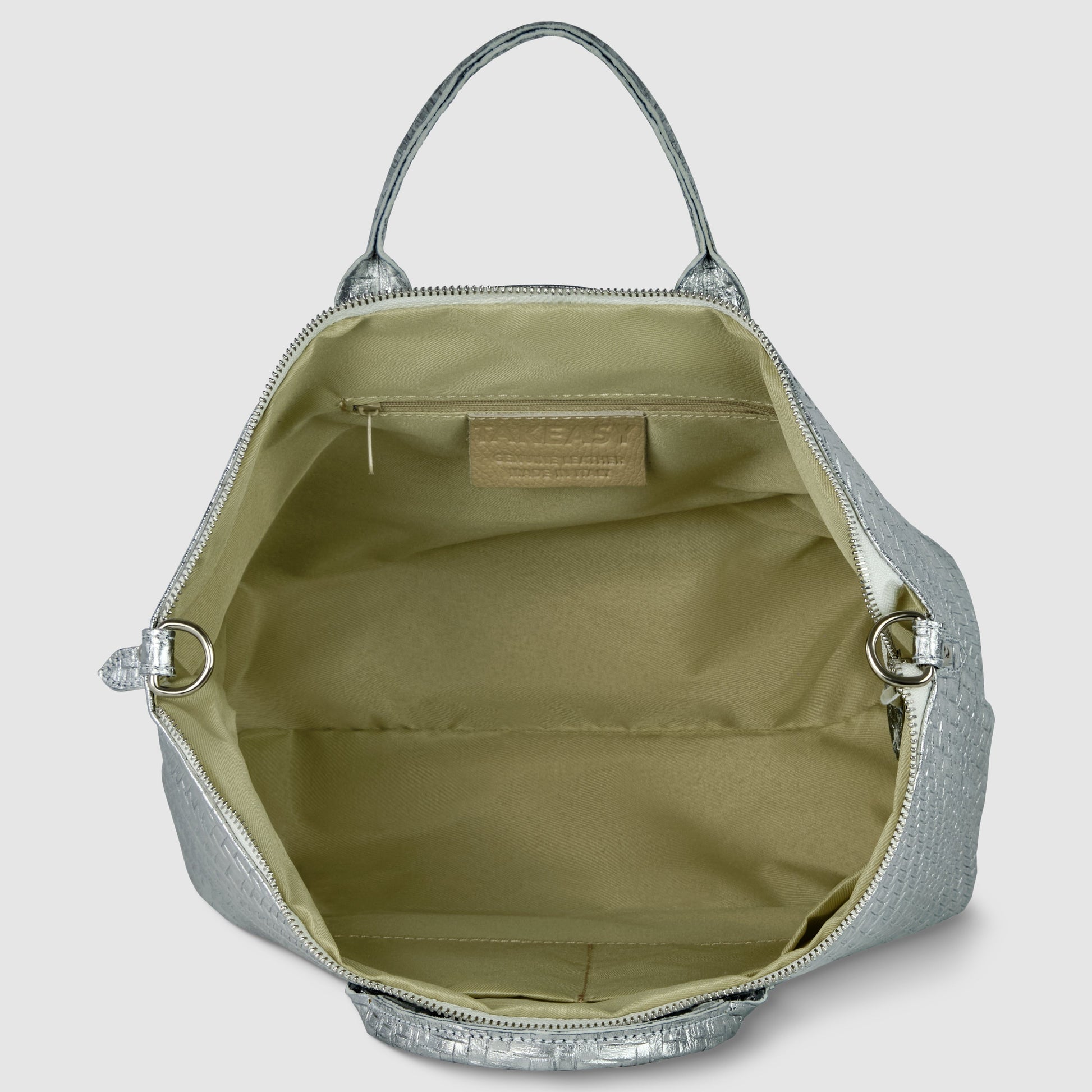 Italian Genuine Grid Metallic Suede Top-Handle Bag 112334 TAKEASY