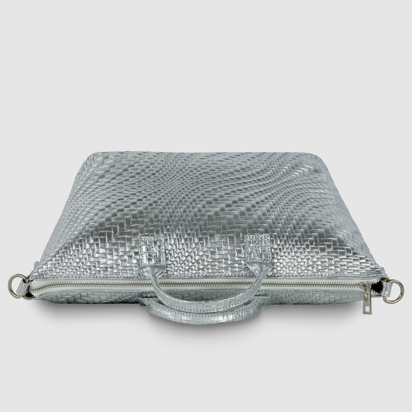 Italian Genuine Grid Metallic Suede Top-Handle Bag 112334 TAKEASY
