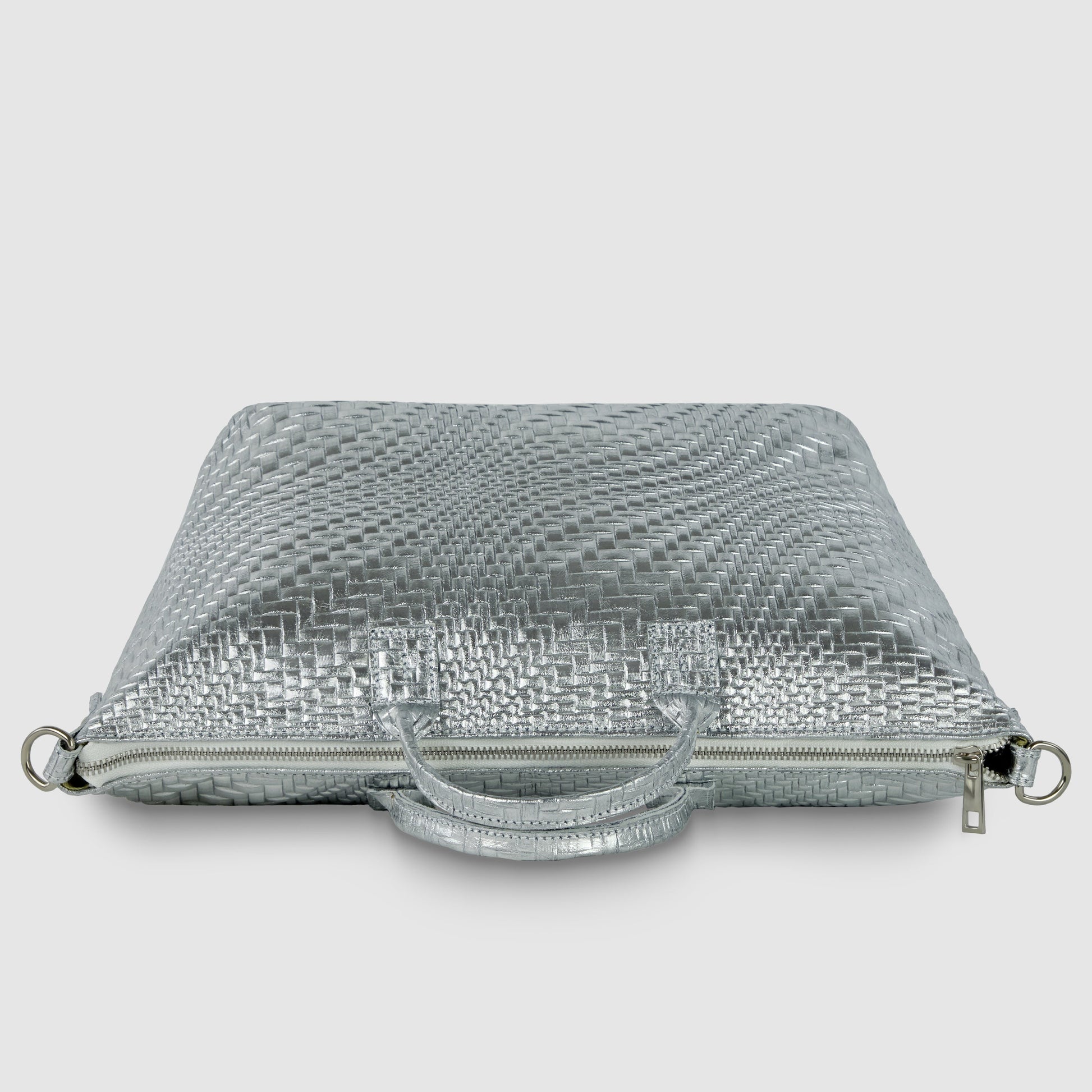 Italian Genuine Grid Metallic Suede Top-Handle Bag 112334 TAKEASY