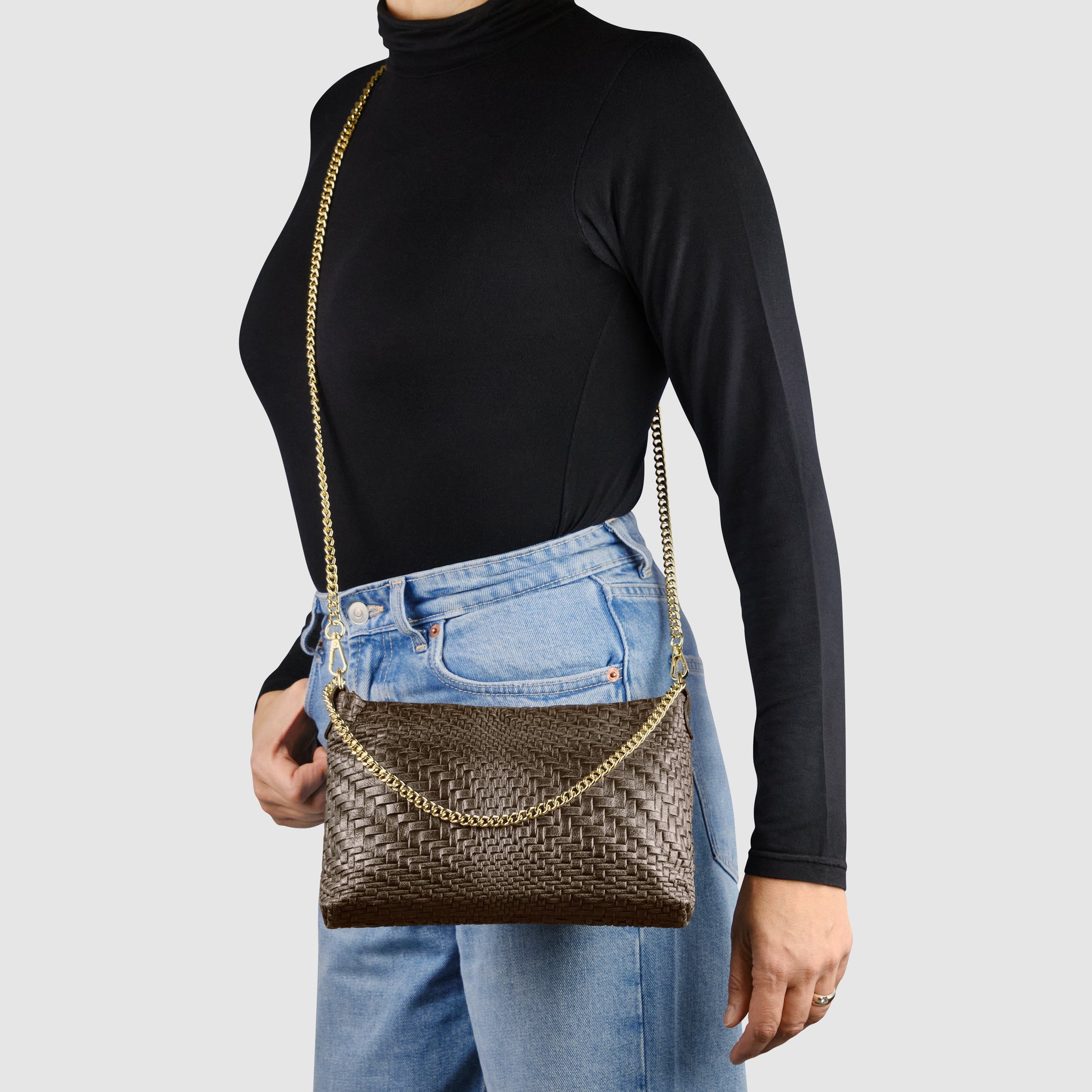 Italian Genuine Grid Suede Crossbody Bag 101315 TAKEASY