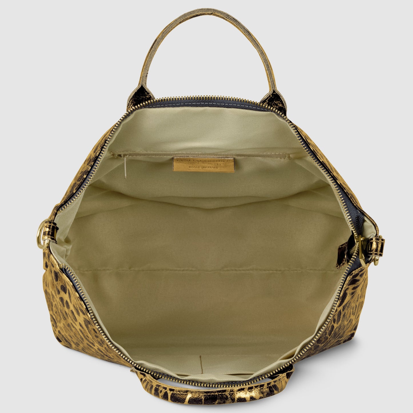 Italian Genuine Leopard-Print Metallic Suede Top-Handle Bag 112334 TAKEASY