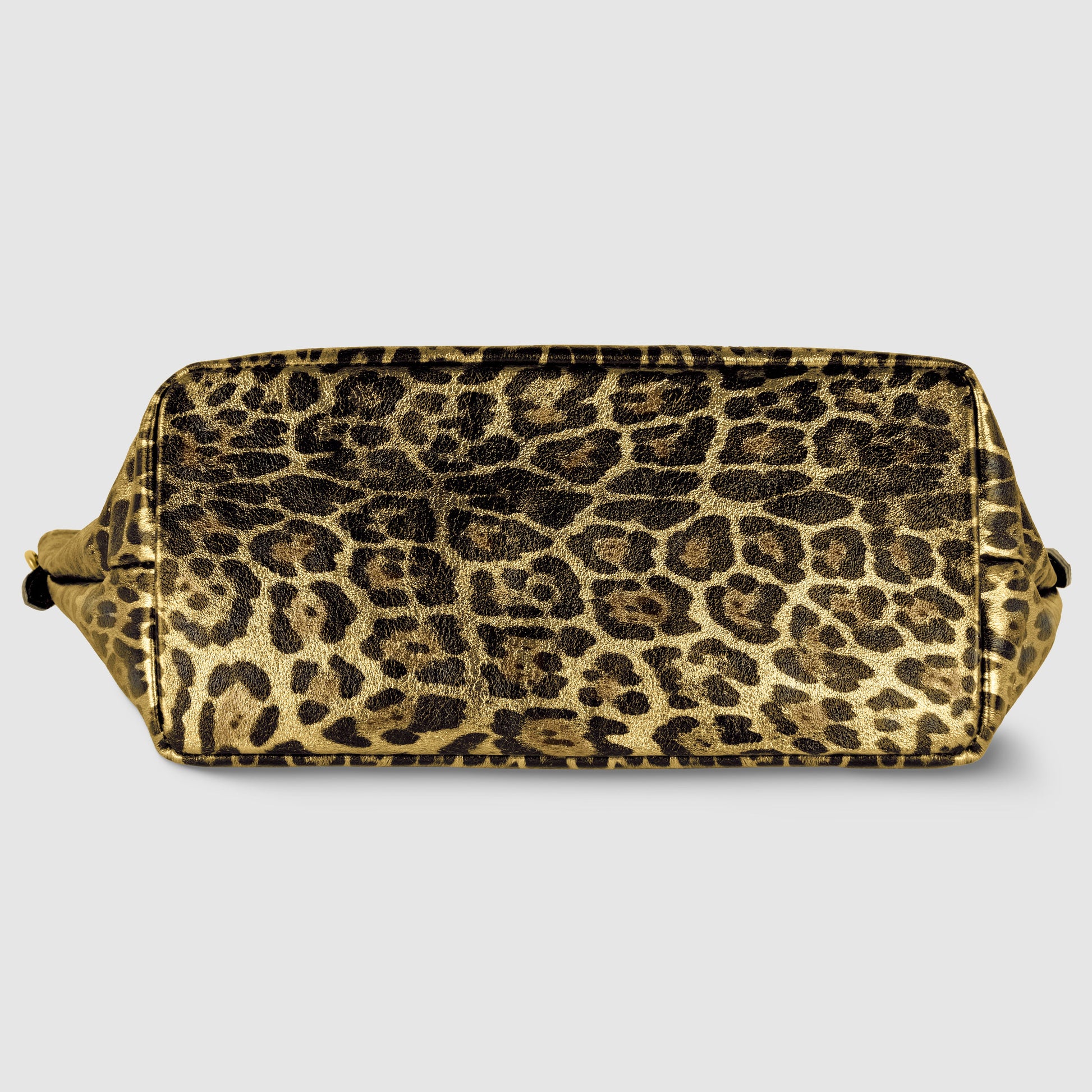 Italian Genuine Leopard-Print Metallic Suede Top-Handle Bag 112334 TAKEASY