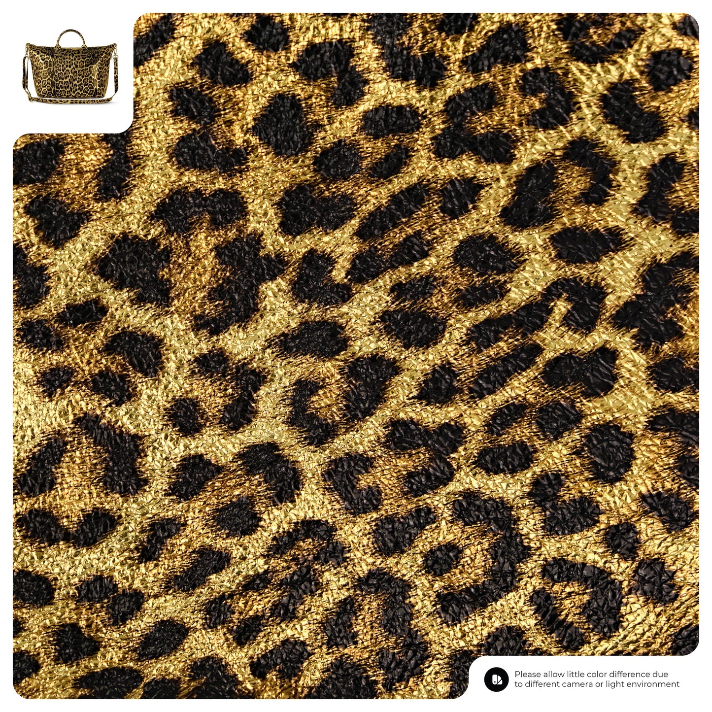 Italian Genuine Leopard-Print Metallic Suede Top-Handle Bag 112334 TAKEASY
